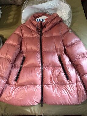 Moncler Women's Pink Hooded Down Puffer SIZE 5